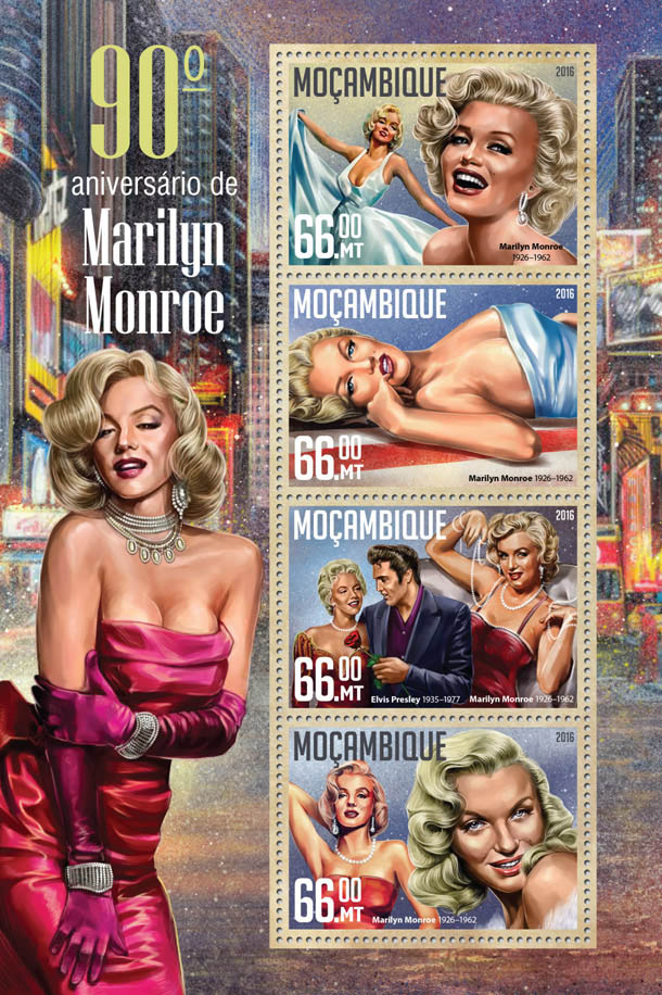 Marilyn Monroe - Issue of Mozambique postage Stamps