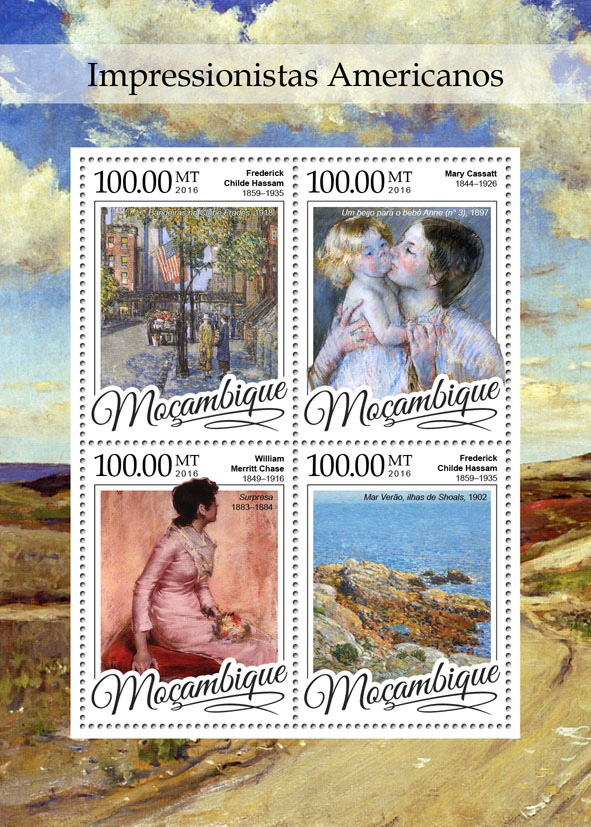 American Impressionists - Issue of Mozambique postage Stamps