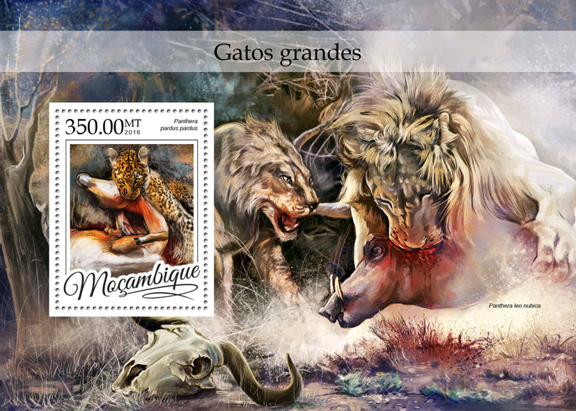 Big cats - Issue of Mozambique postage Stamps