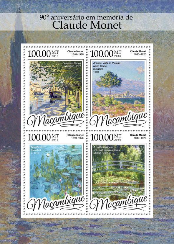 Claude Monet - Issue of Mozambique postage Stamps