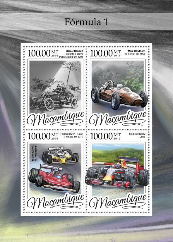 Formula 1 - Issue of Mozambique postage Stamps