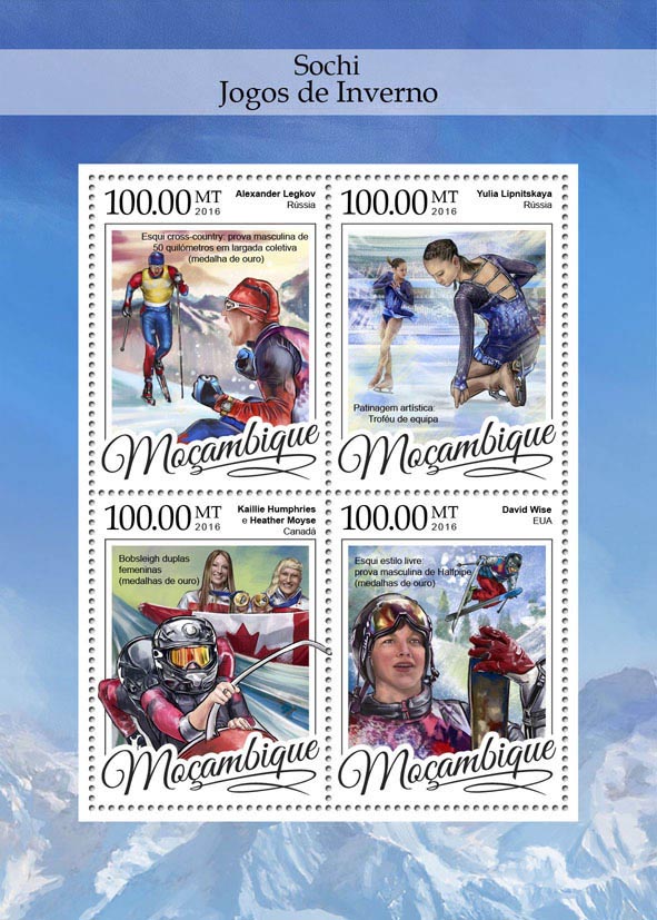 Sochi winter games - Issue of Mozambique postage Stamps