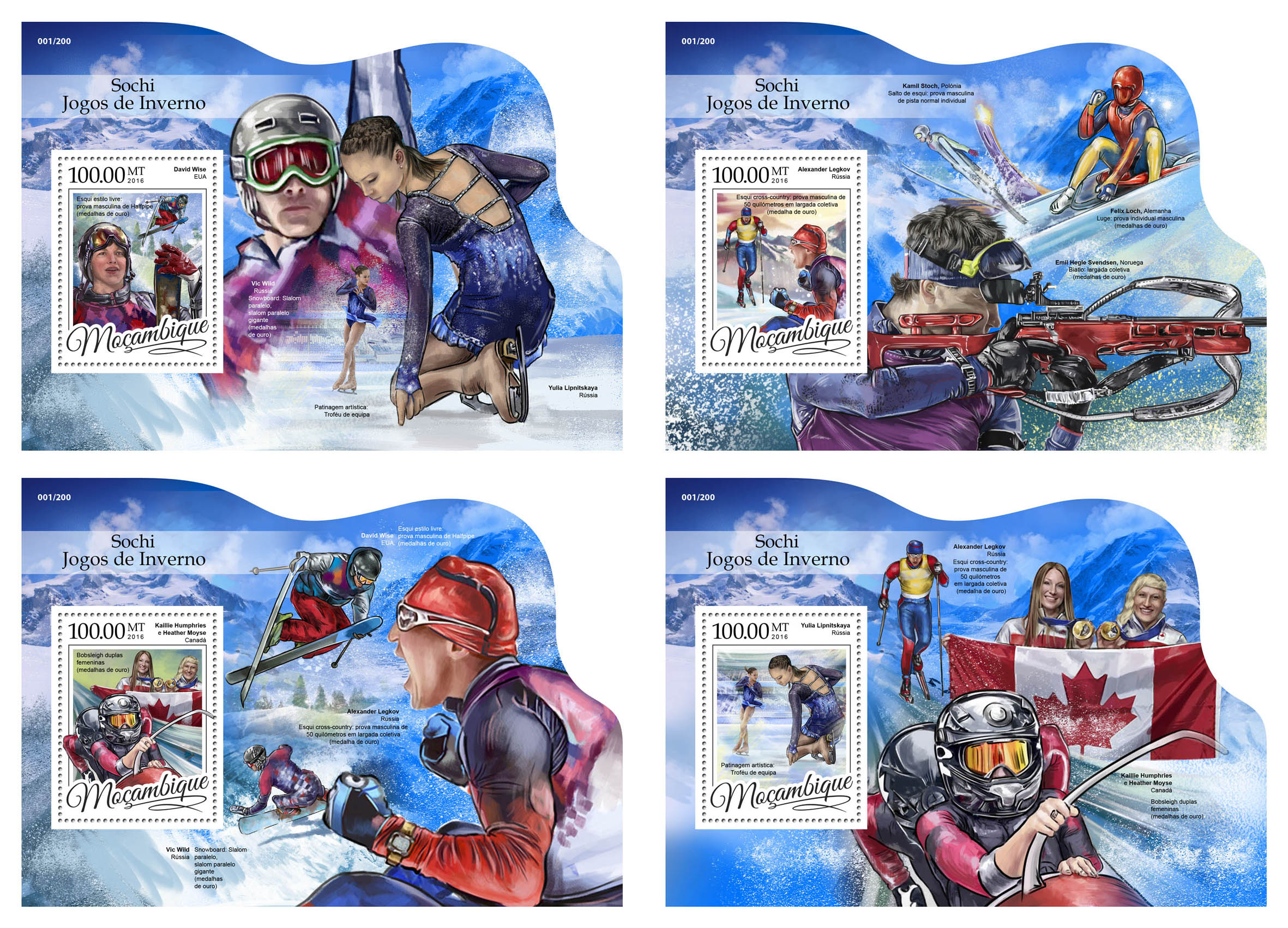 Sochi winter games - Issue of Mozambique postage Stamps