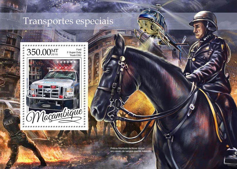 Special transport - Issue of Mozambique postage Stamps