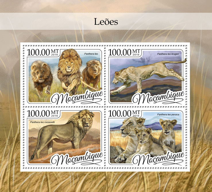 Lions - Issue of Mozambique postage Stamps