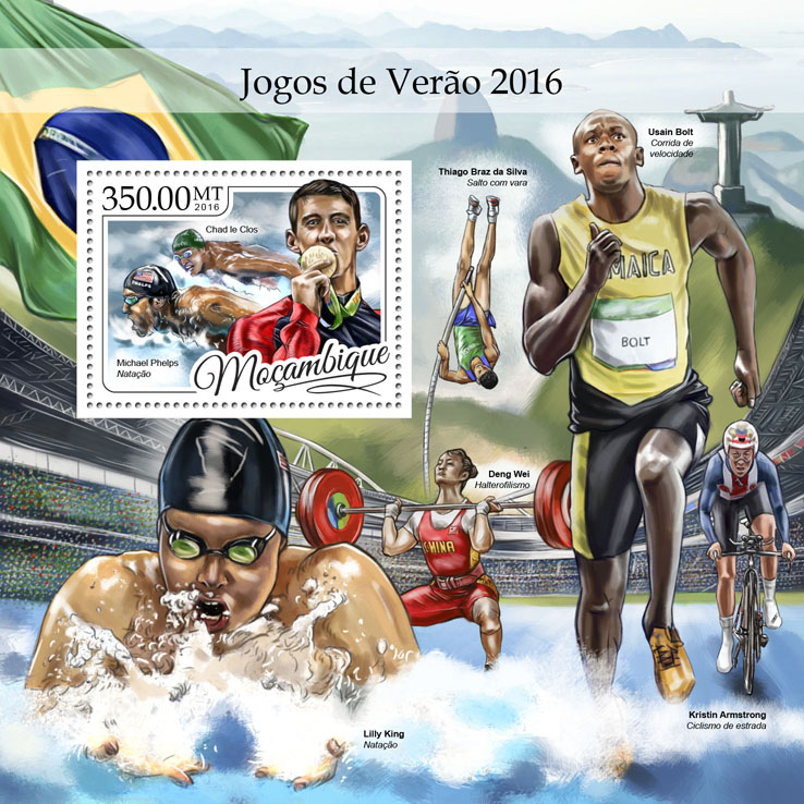 Summer Games 2016 - Issue of Mozambique postage Stamps