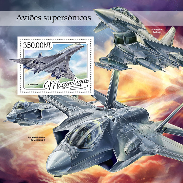 Supersonic aircraft - Issue of Mozambique postage Stamps