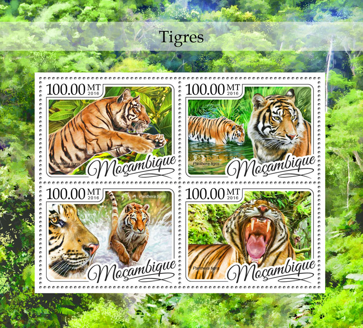 Tigers - Issue of Mozambique postage Stamps