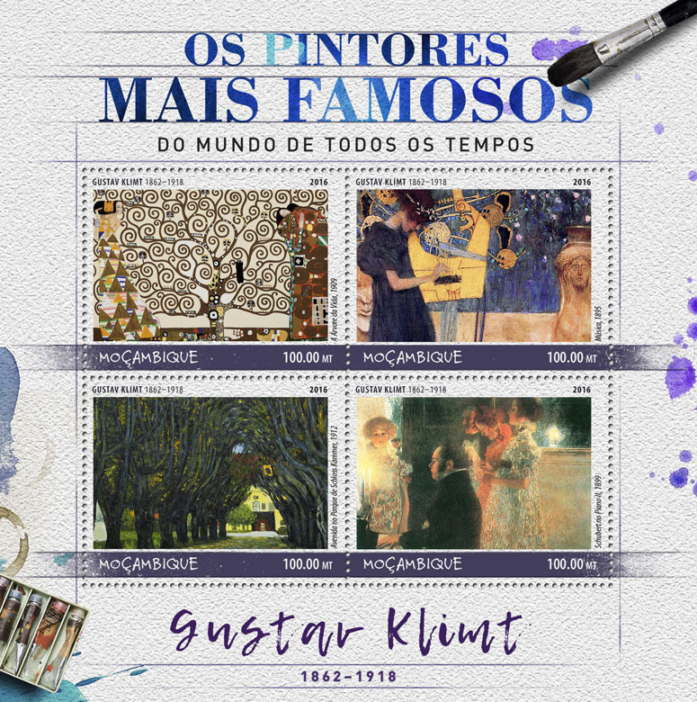 Gustav Klimt - Issue of Mozambique postage Stamps