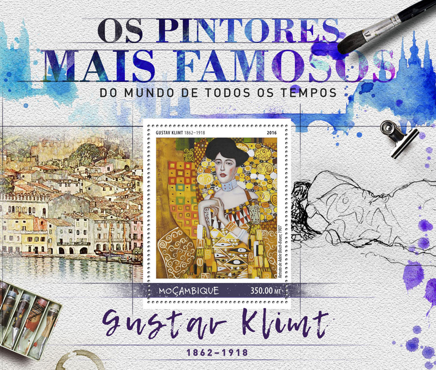 Gustav Klimt - Issue of Mozambique postage Stamps