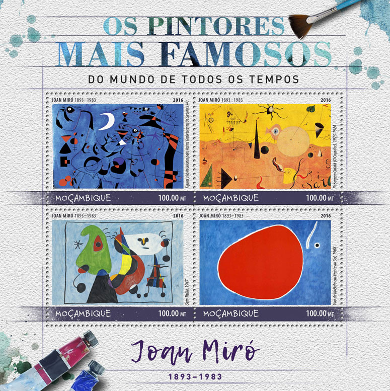 Joan Miro - Issue of Mozambique postage Stamps