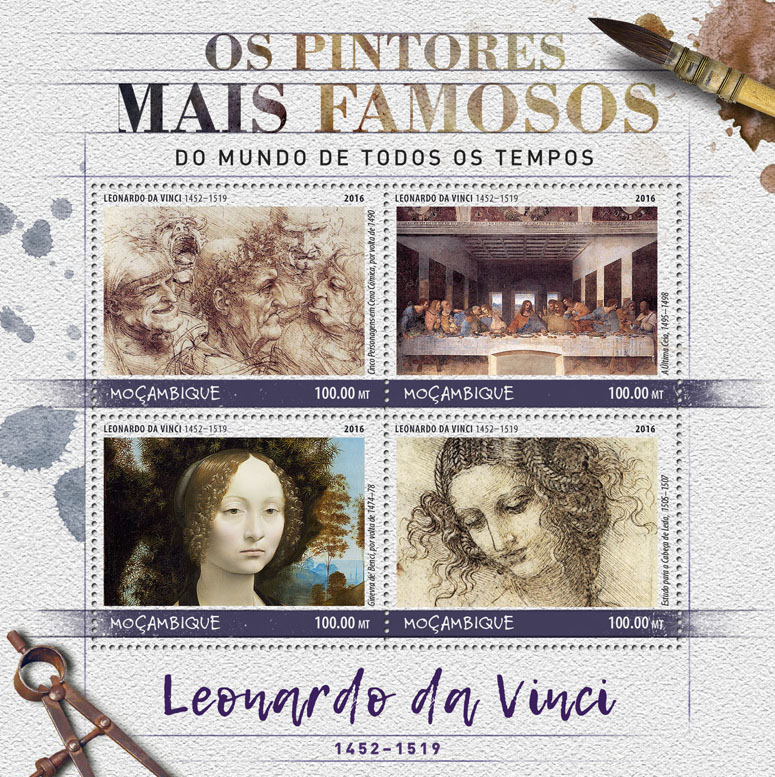 Leonardo da Vinci - Issue of Mozambique postage Stamps