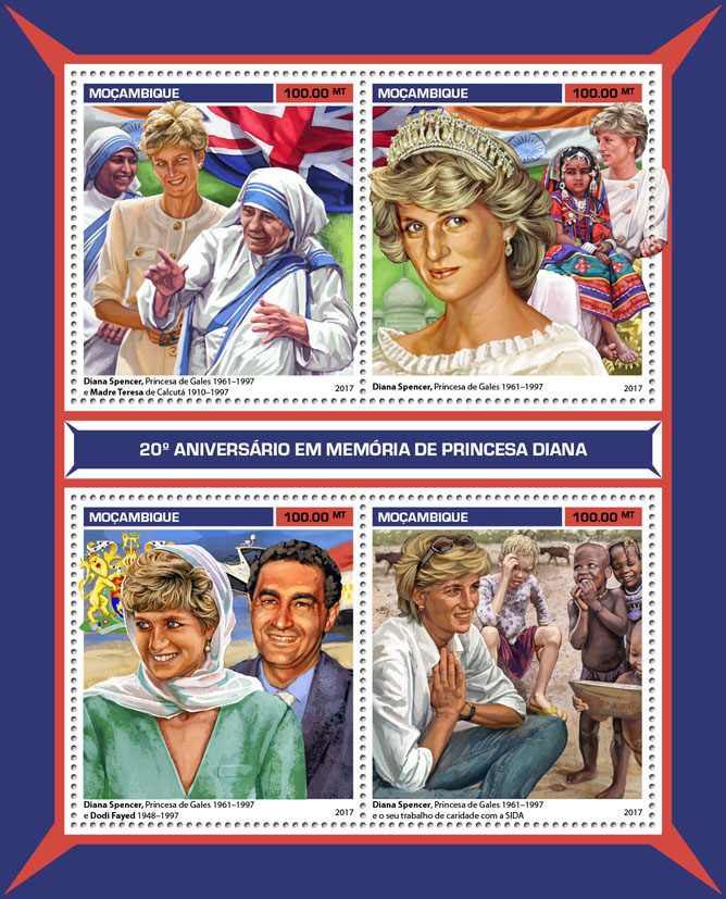 Princess Diana - Issue of Mozambique postage Stamps