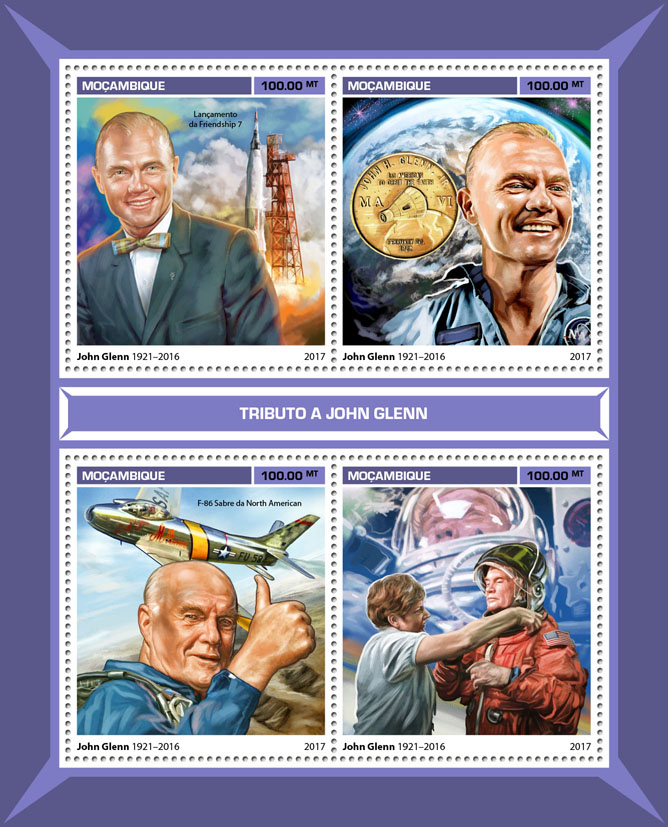 John Glenn - Issue of Mozambique postage Stamps