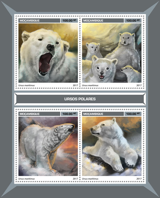 Polar bears - Issue of Mozambique postage Stamps