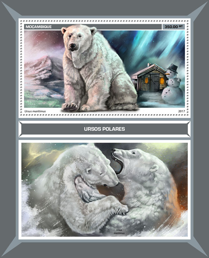 Polar bears - Issue of Mozambique postage Stamps
