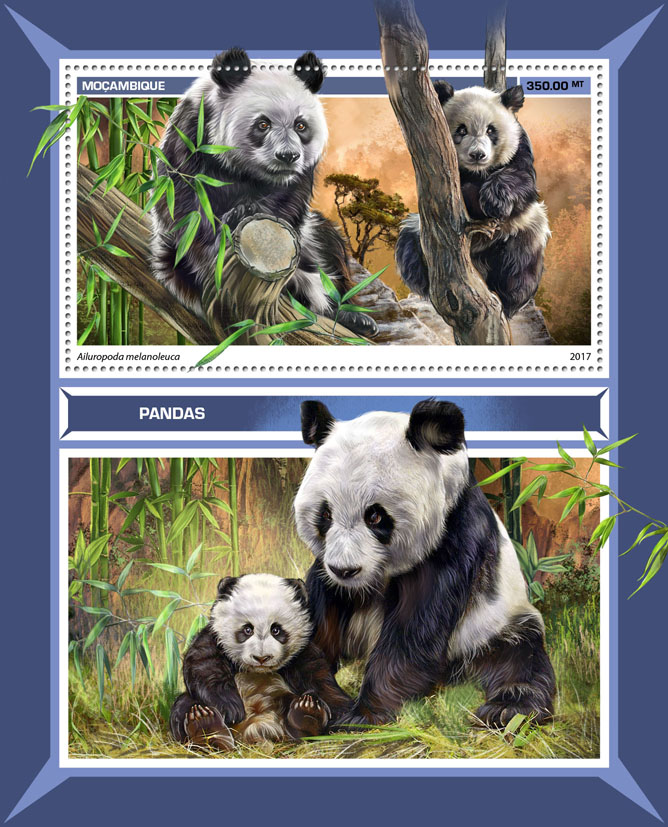 Pandas - Issue of Mozambique postage Stamps