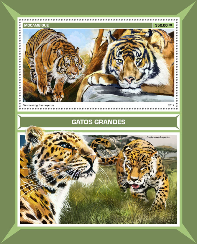 Big cats - Issue of Mozambique postage Stamps