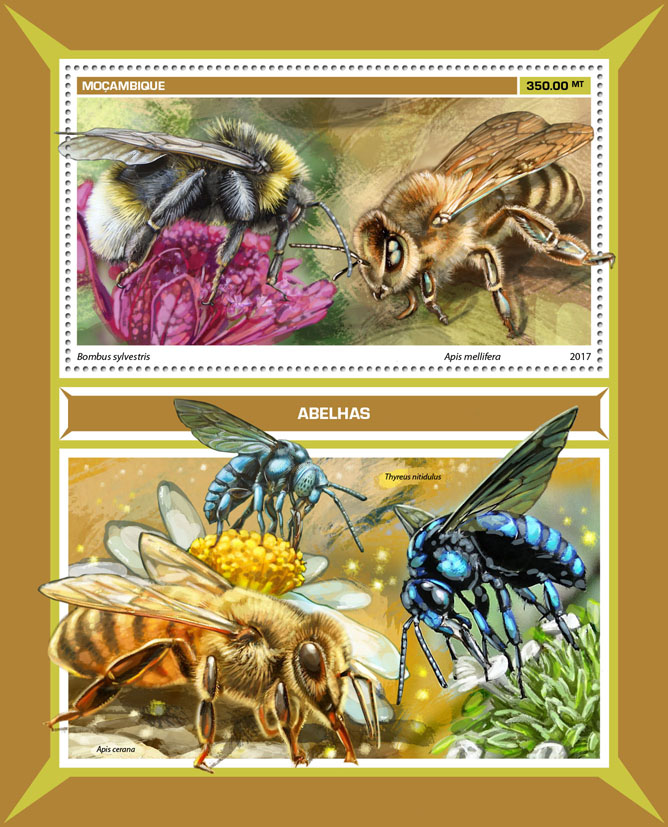 Bees - Issue of Mozambique postage Stamps