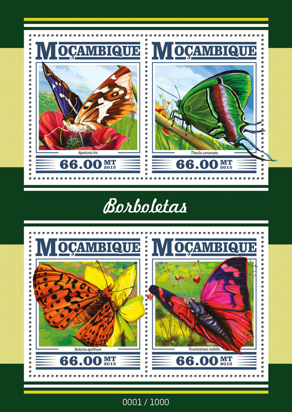 Butterflies - Issue of Mozambique postage Stamps