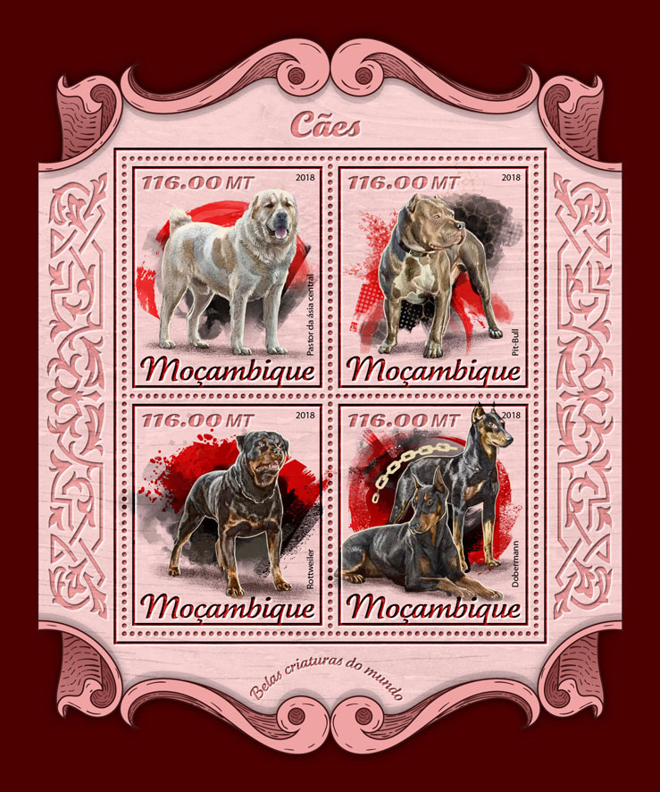 Dogs - Issue of Mozambique postage Stamps
