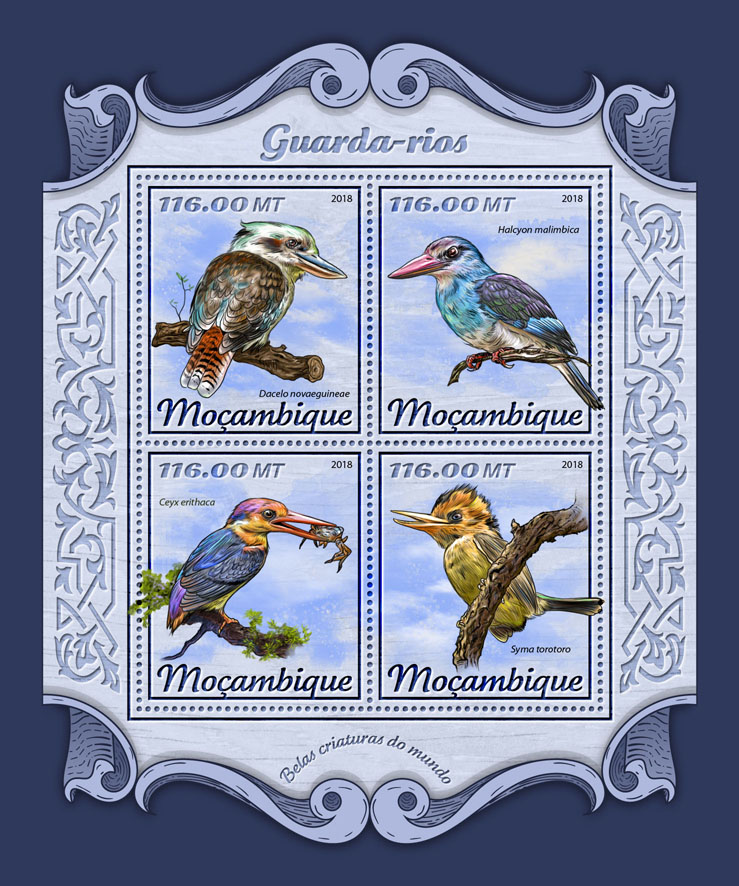 Kingfishers - Issue of Mozambique postage Stamps