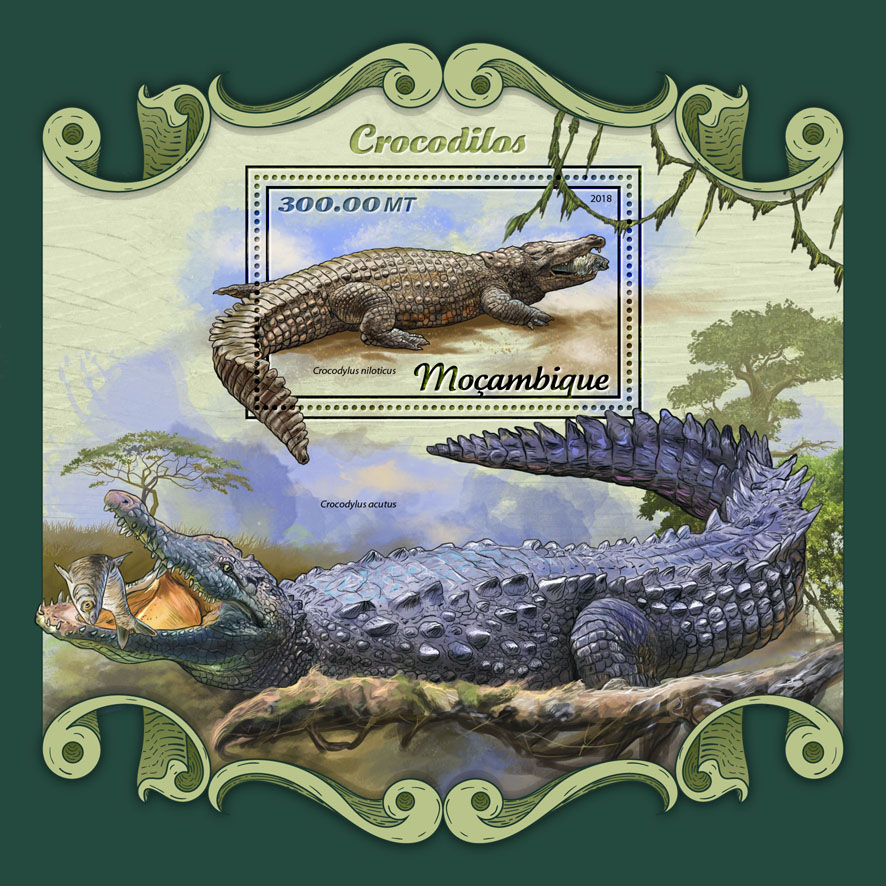 Crocodiles - Issue of Mozambique postage Stamps