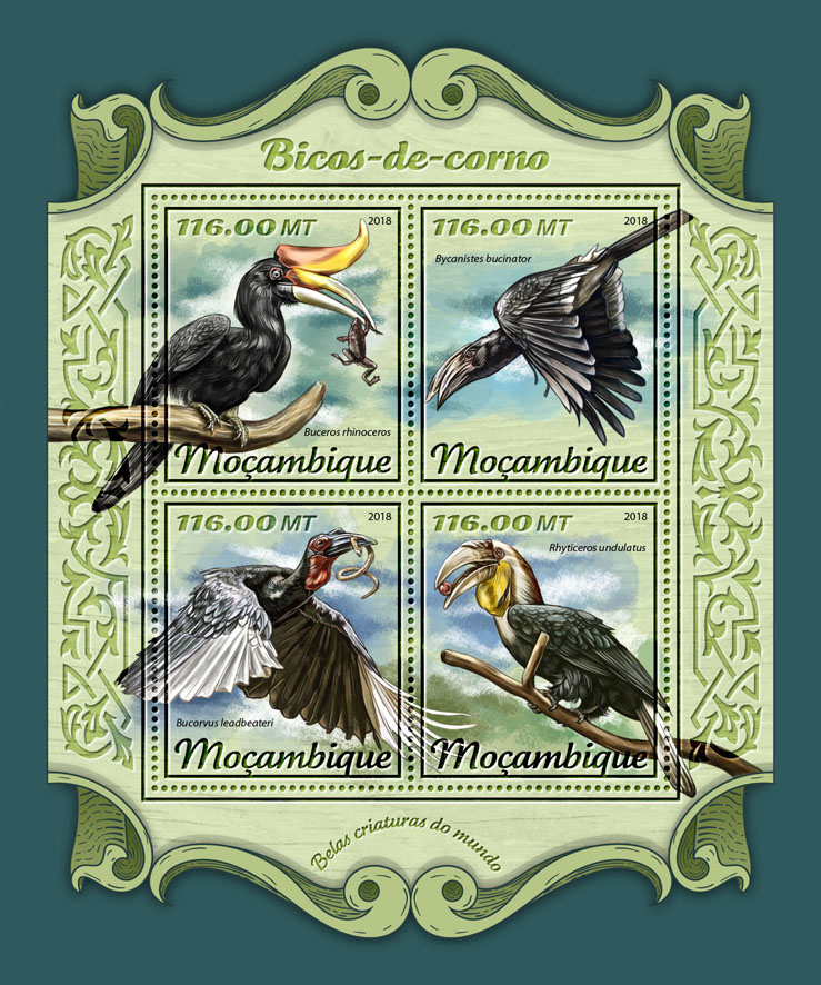 Hornbills - Issue of Mozambique postage Stamps