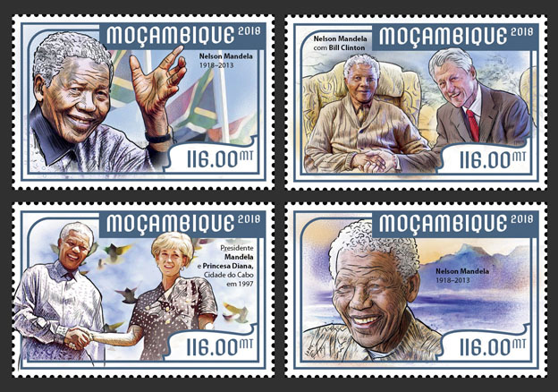 Nelson Mandela (set of 4 stamps) - Issue of Mozambique postage Stamps