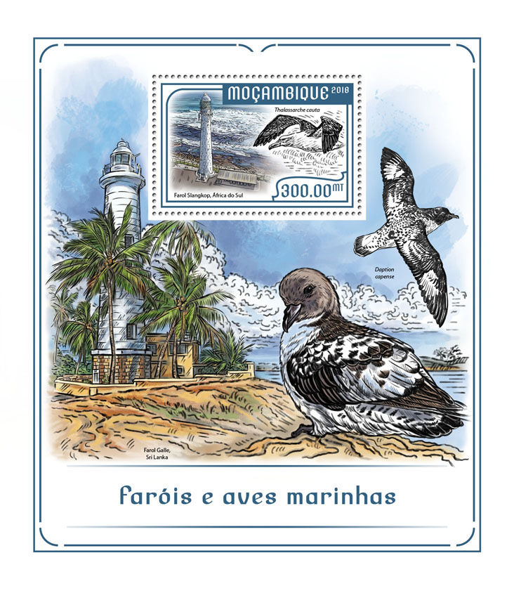 Lighthouses and seabirds - Issue of Mozambique postage Stamps