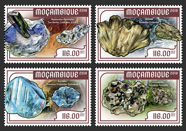 Minerals (set of 4 stamps) - Issue of Mozambique postage Stamps