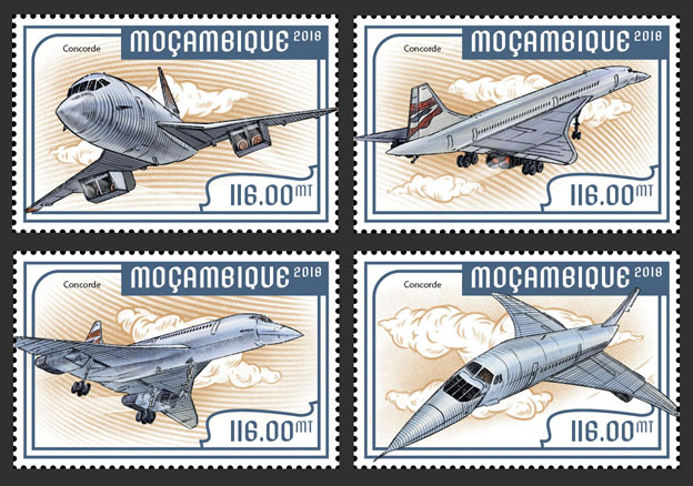 Concorde (set of 4 stamps) - Issue of Mozambique postage Stamps