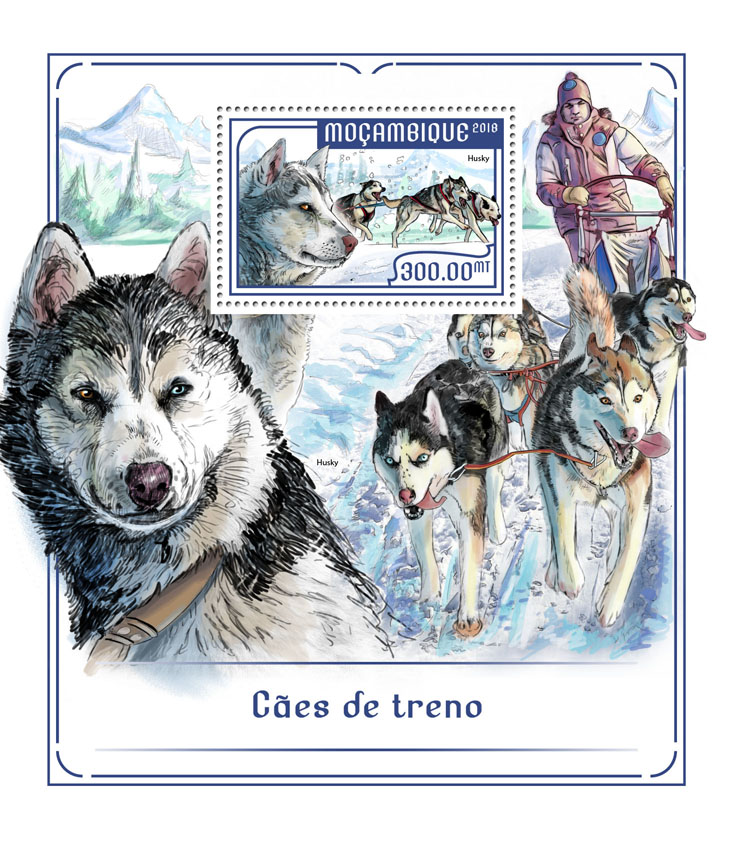Sledge dogs - Issue of Mozambique postage Stamps