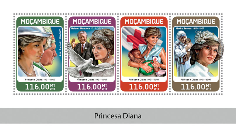 Princess Diana - Issue of Mozambique postage Stamps