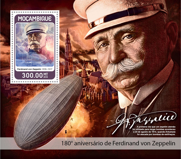 Ferdinand von Zeppelin - Issue of Mozambique postage Stamps