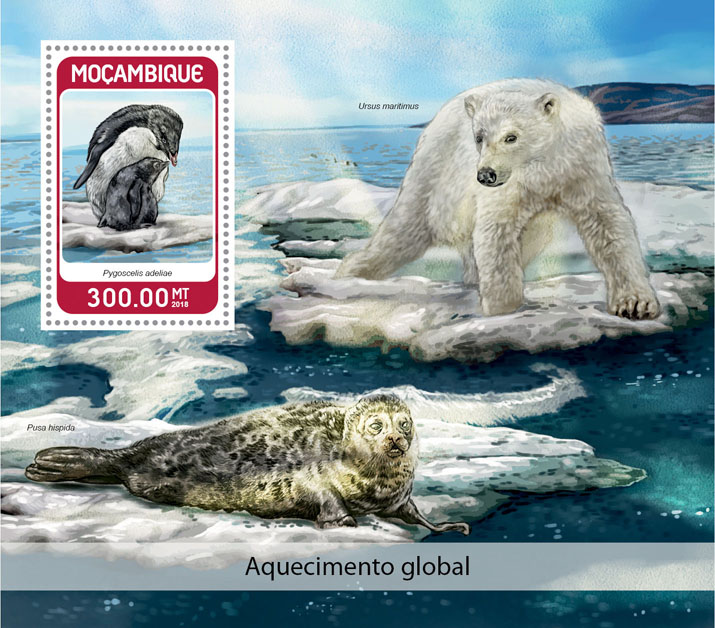 Global warming - Issue of Mozambique postage Stamps