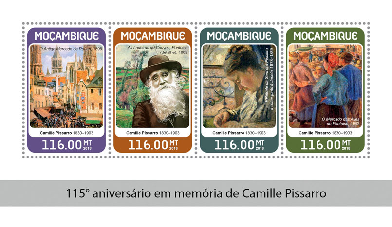 Camille Pissarro - Issue of Mozambique postage Stamps