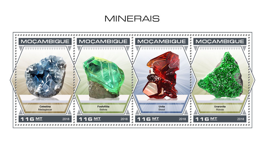 Minerals - Issue of Mozambique postage Stamps
