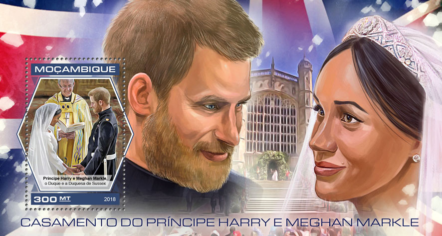 Wedding of Prince Harry and Meghan Markle - Issue of Mozambique postage Stamps