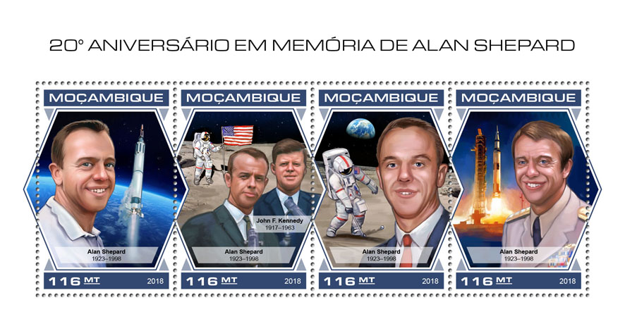 Alan Shepard - Issue of Mozambique postage Stamps