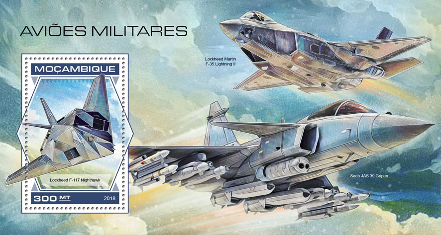 Military planes - Issue of Mozambique postage Stamps