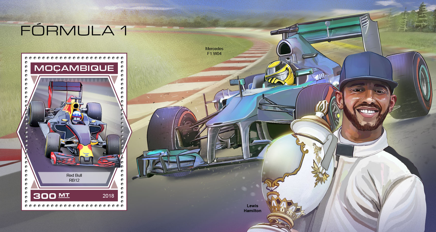 Formula 1 - Issue of Mozambique postage Stamps