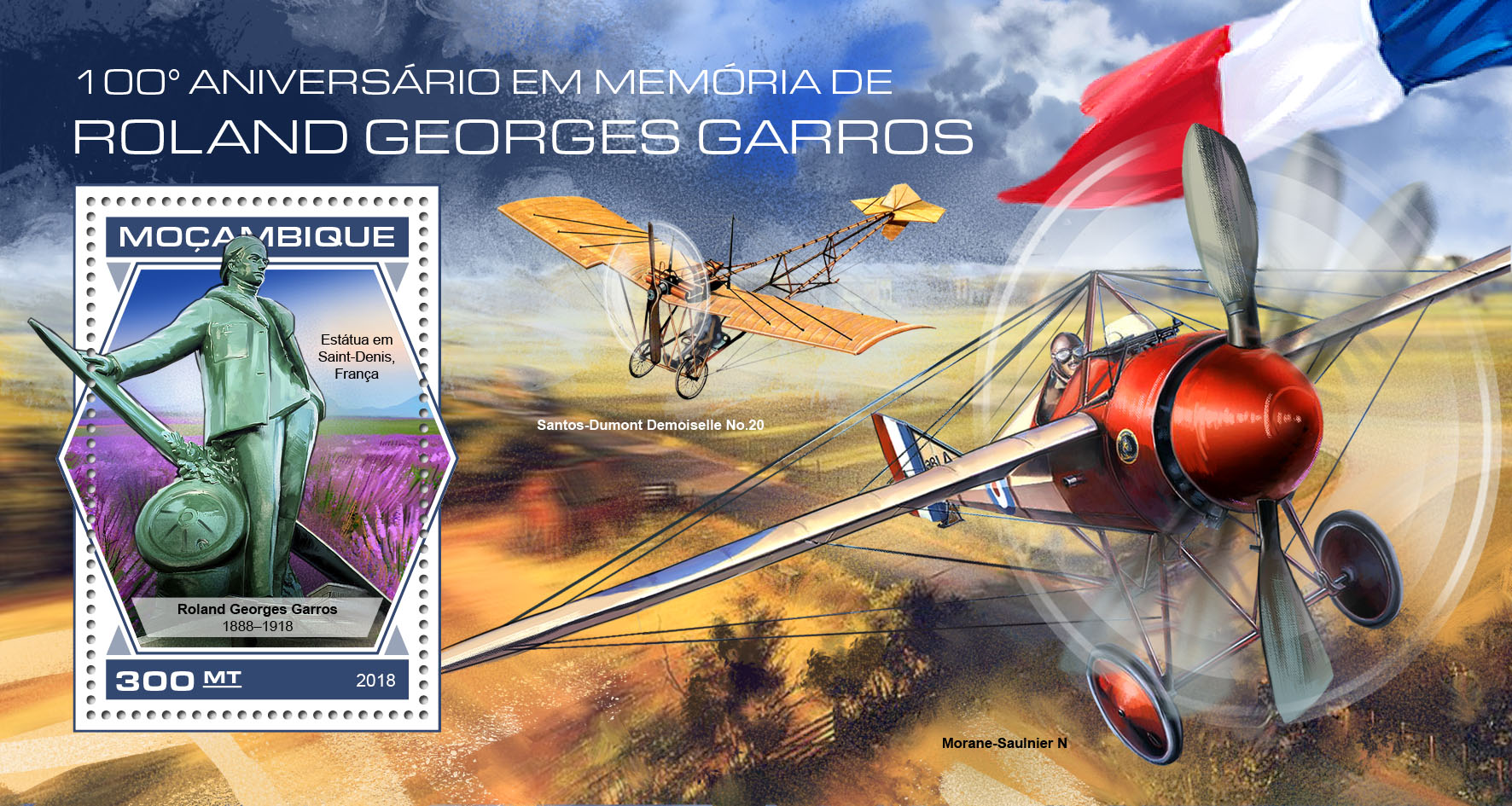 Roland Georges Garros - Issue of Mozambique postage Stamps