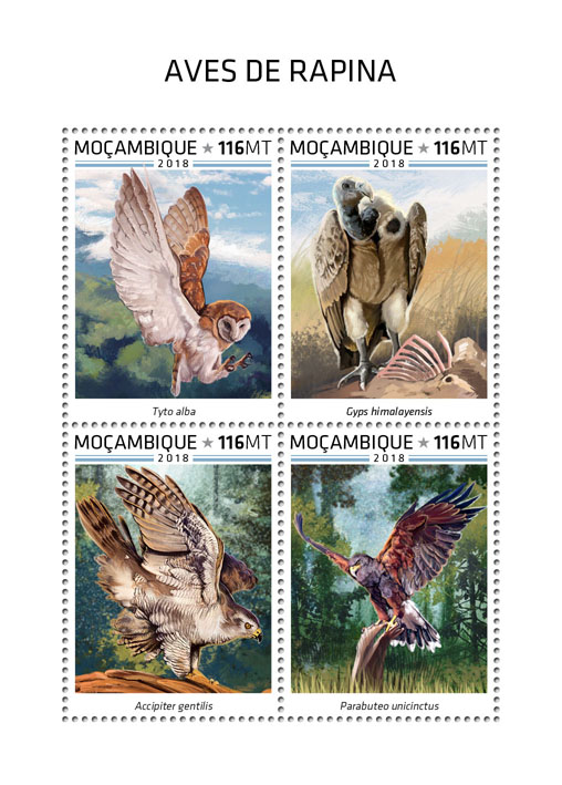 Birds of prey - Issue of Mozambique postage Stamps