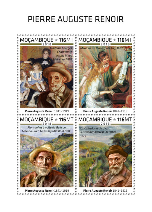 Pierre Auguste Renoir - Issue of Mozambique postage Stamps