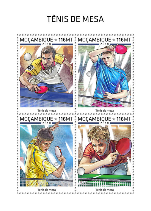 Table tennis - Issue of Mozambique postage Stamps