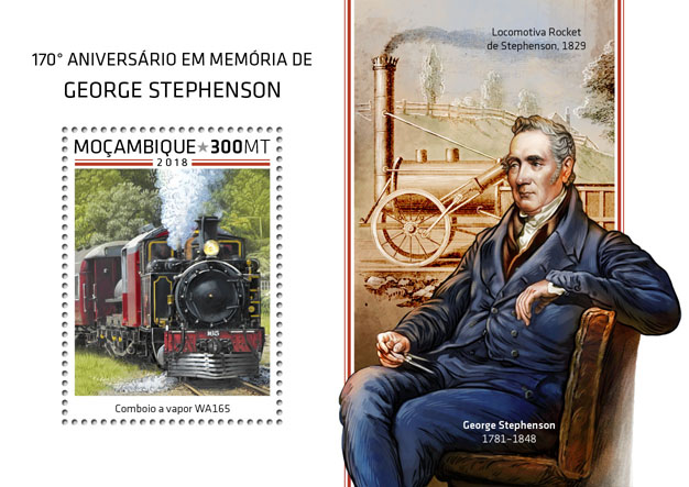 George Stephenson - Issue of Mozambique postage Stamps