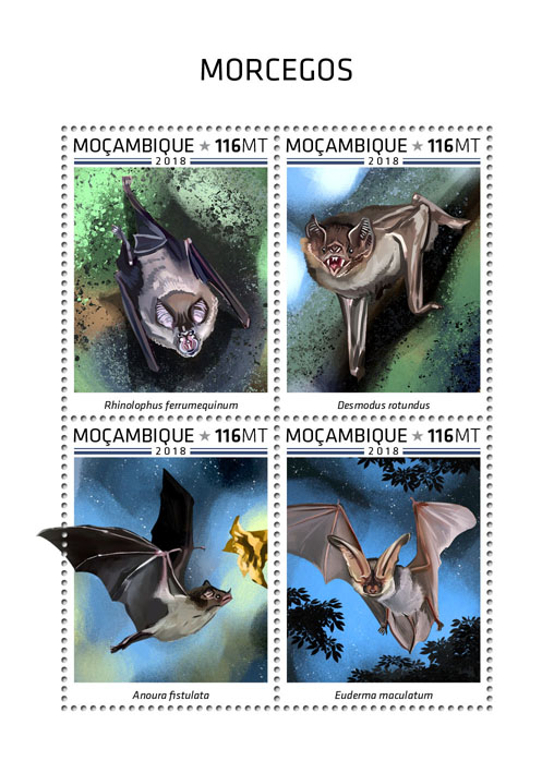 Bats - Issue of Mozambique postage Stamps