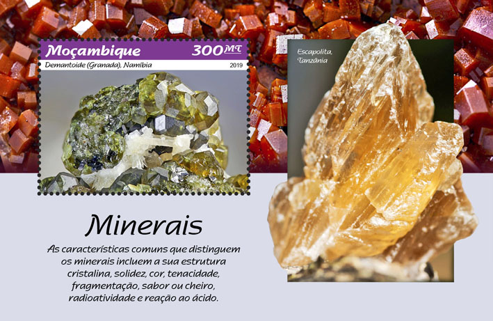 Minerals - Issue of Mozambique postage Stamps