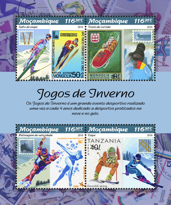 Stamps on stamps - Issue of Mozambique postage Stamps